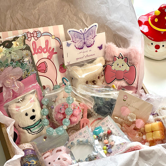 kawaii mystery box uk cute gift box 20+ items stationery plush accessories bundle
