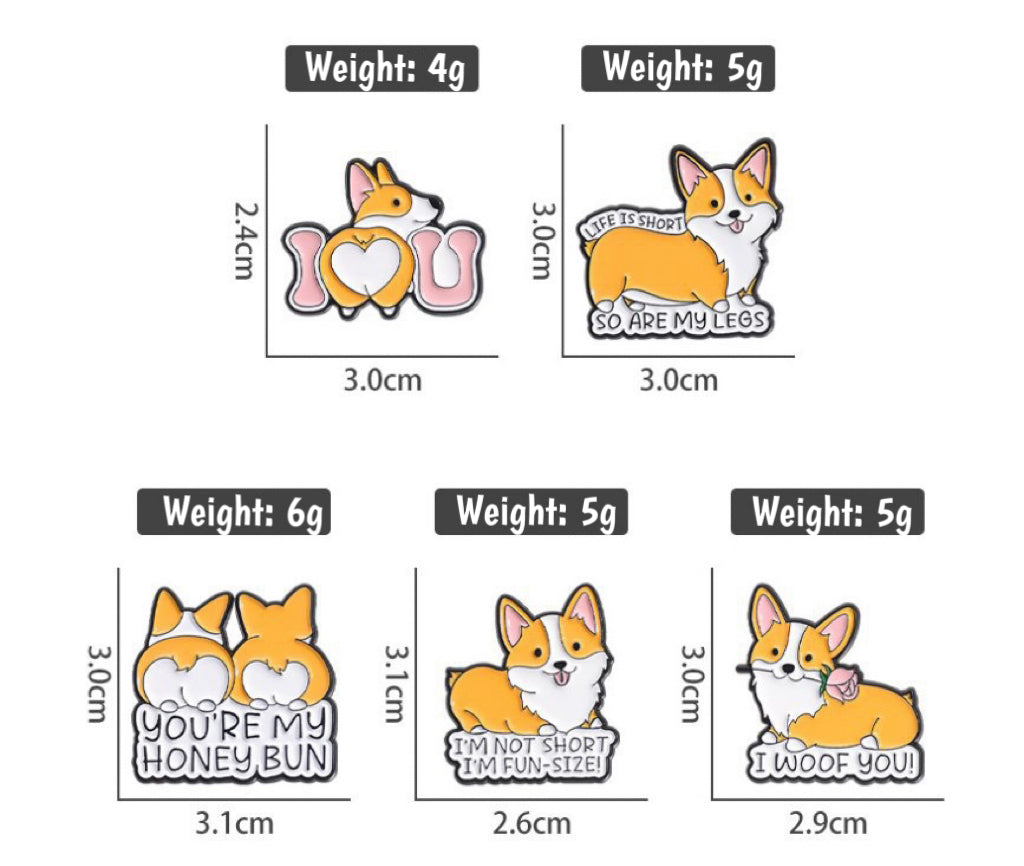 🐱Kawaii Cat & Corgi Enamel Badge Set (11 Styles) | Cute Pins for Bags, Jackets & Gifts💕