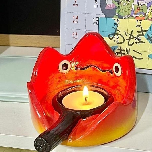 Fire Spirit Candle Holder | Kawaii Flame Ceramic Decor