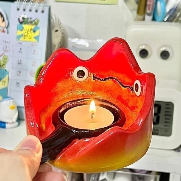 Fire Spirit Candle Holder | Kawaii Flame Ceramic Decor